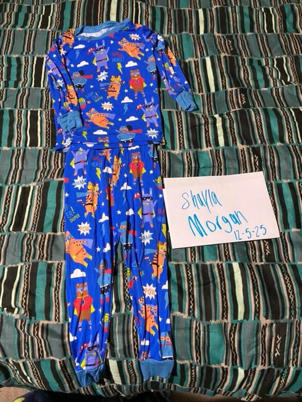 Little Sleepies Royal Blue Superhero Print Pajama Set